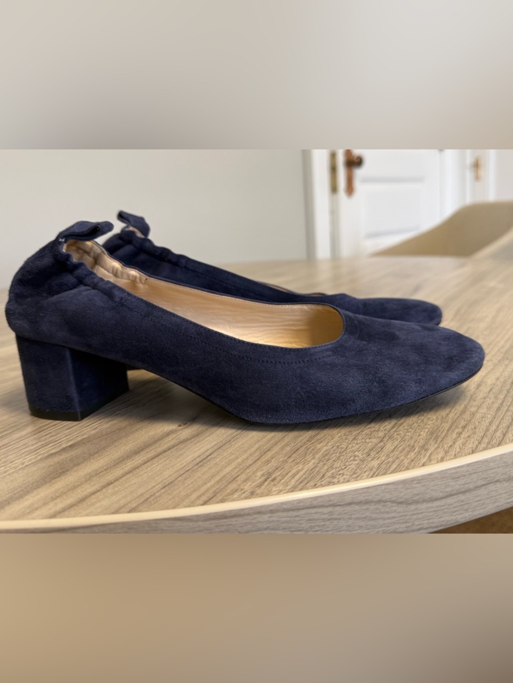 Everlane Day Heel Navy Suede Block Heel Pumps Size 9 Work Office